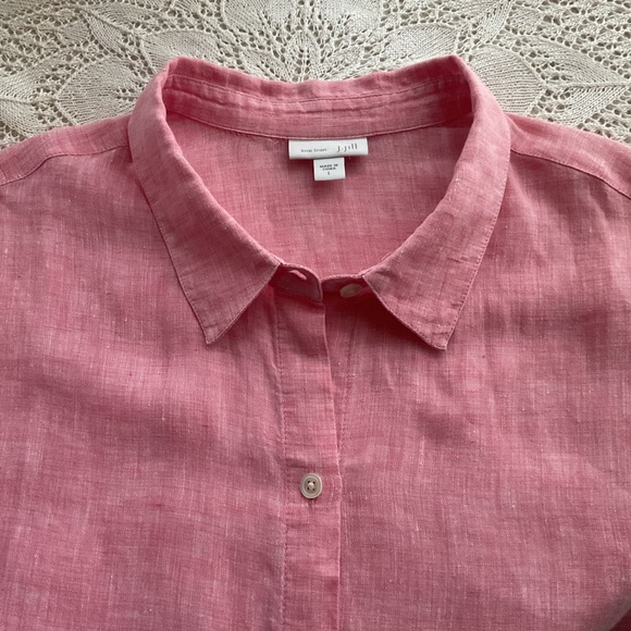 J. Jill Love Linen Pink ⭐️ tank and button up shirt combo ⭐️ size L - Picture 4 of 8